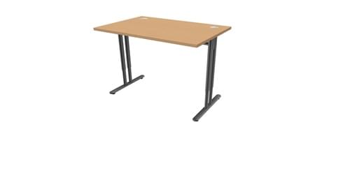 ESSENTIEL, STRAIGHT DESK 1200mm D80 ADJUSTABLE I LEG BEECH/ALUMINIUM