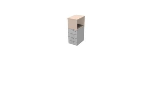 COMFORT 4D DESK HIGH PED D600+ TOP BOX LIGHT GREY/LIMESTONE