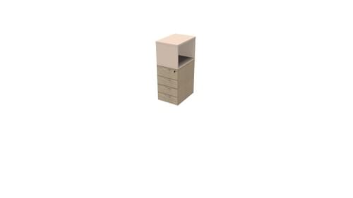COMFORT 4D DESK HIGH PED D600+ TOP BOX BLEACH.OAK/LIMESTONE
