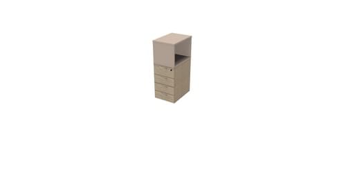 COMFORT 4D DESK HIGH PED D600+ TOP BOX BLEACH.OAK/NATU.CLAY