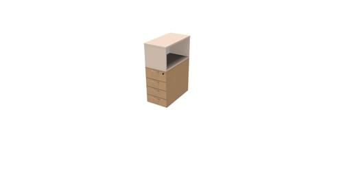 COMFORT 4D DESK HIGH PED D800 + TOP BOX BEECH / LIMESTONE