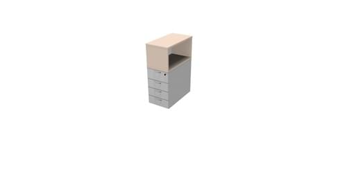 COMFORT 4D DESK HIGH PED D800 + TOP BOX LIGHT GREY/LIMESTONE
