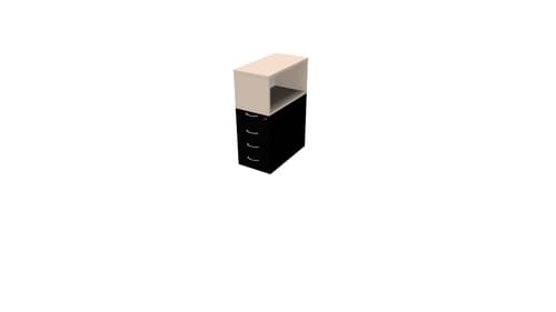COMFORT 4D DESK HIGH PED D800 + TOP BOX BLACK / LIMESTONE