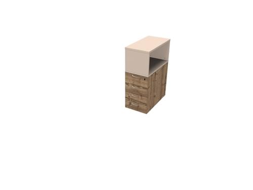 COMFORT 4D DESK HIGH PED D800 + TOP BOX TIMBER / LIMESTONE