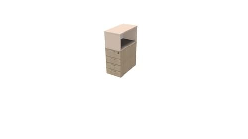 COMFORT 4D DESK HIGH PED D800 + TOP BOX BLEACH.OAK/LIMESTONE