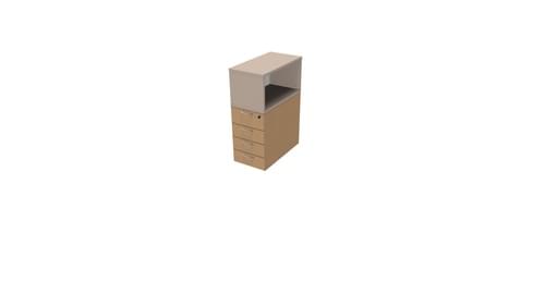 COMFORT 4D DESK HIGH PED D800 + TOP BOX BEECH / NATURAL CLAY