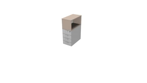 COMFORT 4D DESK HIGH PED D800 + TOP BOX LIGHT GREY/NAT.CLAY