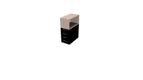 COMFORT 4D DESK HIGH PED D800 + TOP BOX BLACK / NATURAL CLAY