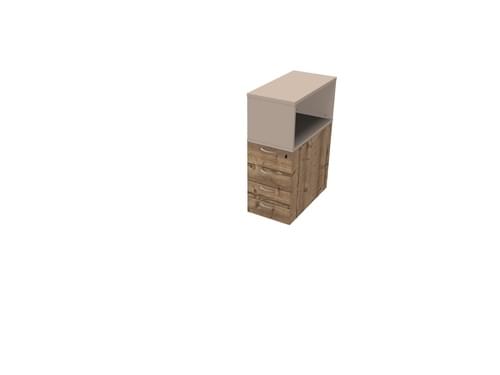 COMFORT 4D DESK HIGH PED D800 + TOP BOX TIMBER / NATURAL CLAY