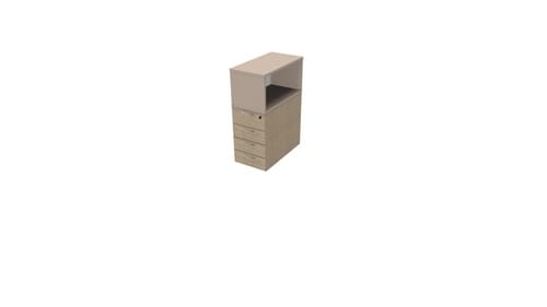 COMFORT 4D DESK HIGH PED D800 + TOP BOX BLEACH.OAK/NAT.CLAY