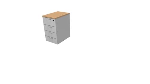 COMFORT 4D DESK HIGH PEDESTAL W420mm x D600mm BEECH / LIGHT GREY