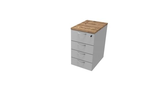 COMFORT 4D DESK HIGH PEDESTAL W420mm x D600mm TIMBER / LIGHT GREY