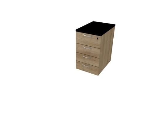 COMFORT 4D DESK HIGH PEDESTAL W420mm x D600mm BLACK / NEBRASKA OAK