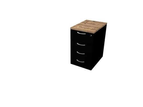 COMFORT 4D DESK HIGH PEDESTAL W420mm x D600mm TIMBER / BLACK
