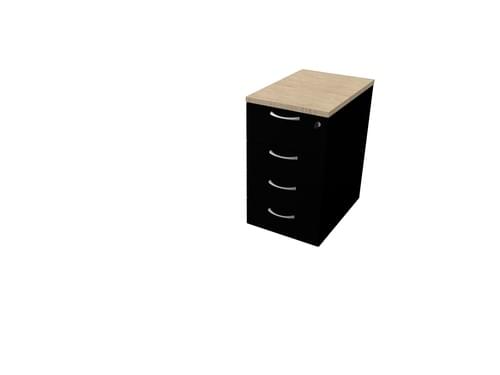 COMFORT 4D DESK HIGH PEDESTAL W420mm x D600mm BLEACHED OAK / BLACK