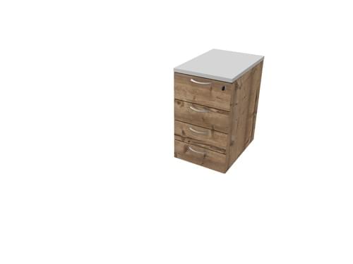 COMFORT 4D DESK HIGH PEDESTAL W420mm x D600mm LIGHT GREY / TIMBER