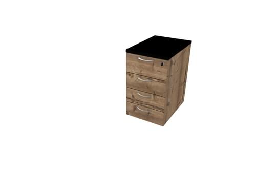 COMFORT 4D DESK HIGH PEDESTAL W420mm x D600mm BLACK / TIMBER