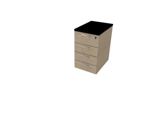 COMFORT 4D DESK HIGH PEDESTAL W420mm x D600mm BLACK / BLEACHED OAK