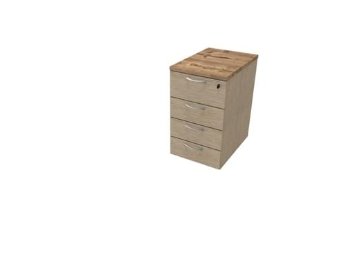 COMFORT 4D DESK HIGH PEDESTAL W420mm x D600mm TIMBER / BLEACHED OAK