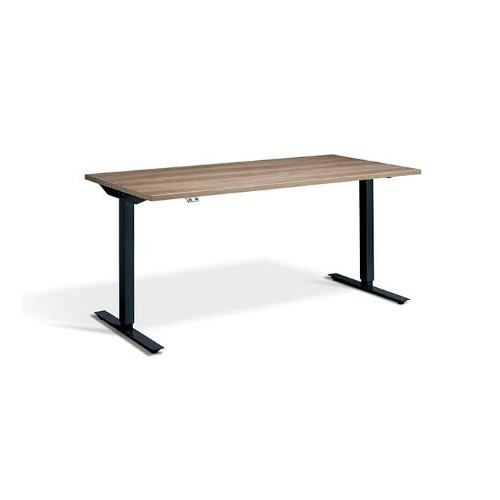 Lavoro Height Adjustable Desk Black Frame - Grey Nebraska Oak Top 1200 x 700mm