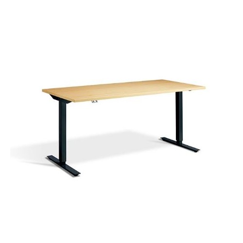 Lavoro Height Adjustable Desk Black Frame - Oak Top 1200 x 700mm