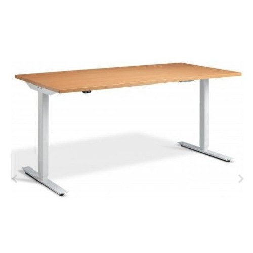 Lavoro Edge Height Adjustable Desk 1400mm X 700mm White Frame Beech Top