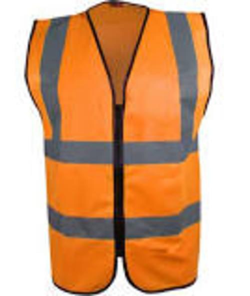 ORANGE HI VIS ZIP FRONT VEST-LARGE
