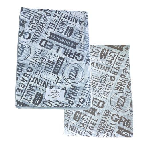 Printed GOURMET GRILLED Tray Liner/Food Wrap 375x245mm Pack 1000