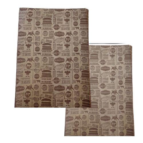 Printed Brown STEAKHOUSE Tray Liner/Food Wrap 250x350mm Pack 1000