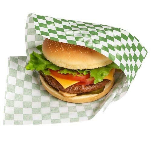 Gingham Green Printed 2-Open Sided Burger Bag 175x162mm Pack 1000