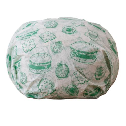Greaseproof Paper Printed Green Burger Wraps 250x320mm Pack 1000