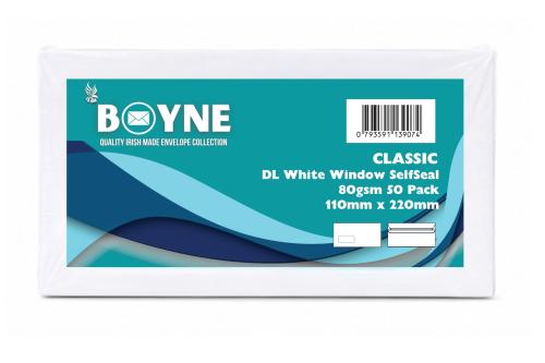 Trimfold Envelopes Boyne DL 110x220mm 80gsm White Window Wallet Retail Pack (20 x 50's) Self Seal - Sold as Box of 1000