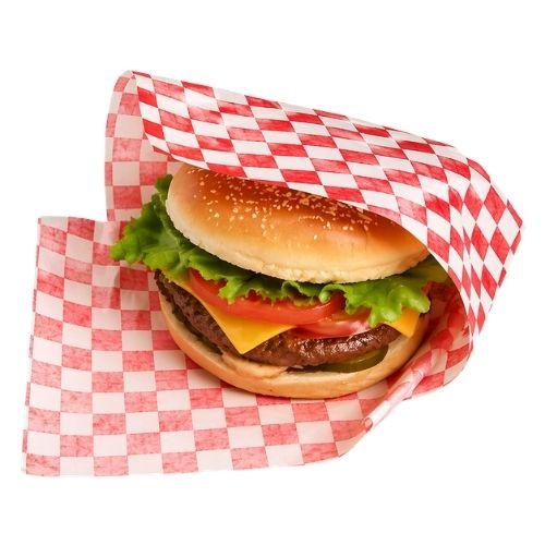 Gingham Red Printed 2-Open Sided Burger Bag 175x162mm