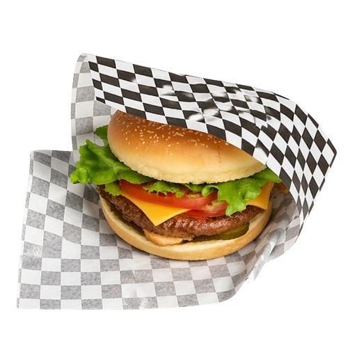 Gingham Black Printed 2-Open Sided Burger Bag 175x162mm Pack 1000