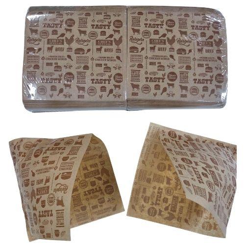 Brown Steakhouse Printed  2-Open Sided Burger Bag 175x162mm