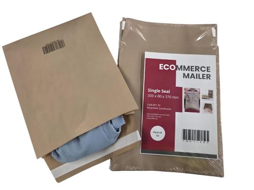 Single Peel & Seal Ecommerce Mailers 50 Pack 300 x 80 x 370mm Manila 90gsm