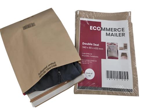 Double Peel & Seal Ecommerce Mailers 50 Pack 340 x 80 x 420mm Manila 90gsm