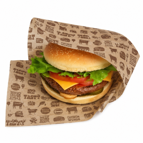 Brown Steakhouse Printed  2-Open Sided Burger Bag 175x162mm