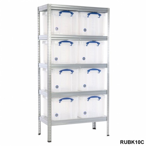 Galvanised STeel Shelving with Really Useful Boxes