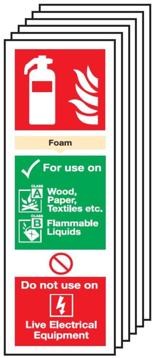 300x100mm Foam Extinguisher For Use On - Rigid Pack of 6