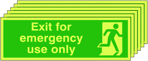 150x450 6 pack 150x450 Exit For Emergency Use Only - Nite Glo Self Adhesive