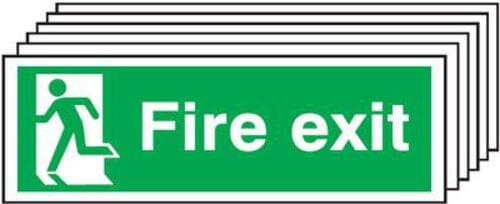 150x300mm Fire Exit Running Man Left - Rigid Pk of 6