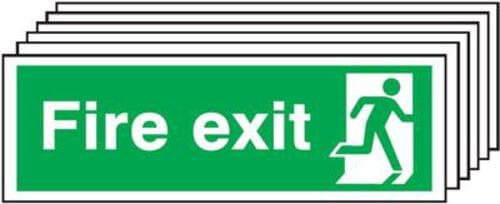 150x300mm Fire Exit Running Man Right - Rigid Pk of 6