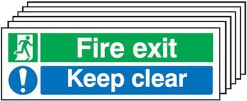 150x300mm Fire Exit Keep Clear - Rigid Pk of 6