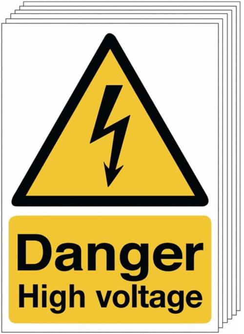 297x210mm Danger High Voltage - Rigid Pk of 6