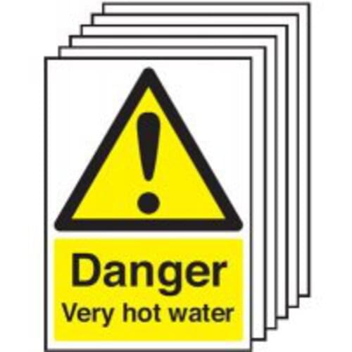 210x148mm Danger Vey Hot Water - Rigid Pk of 6