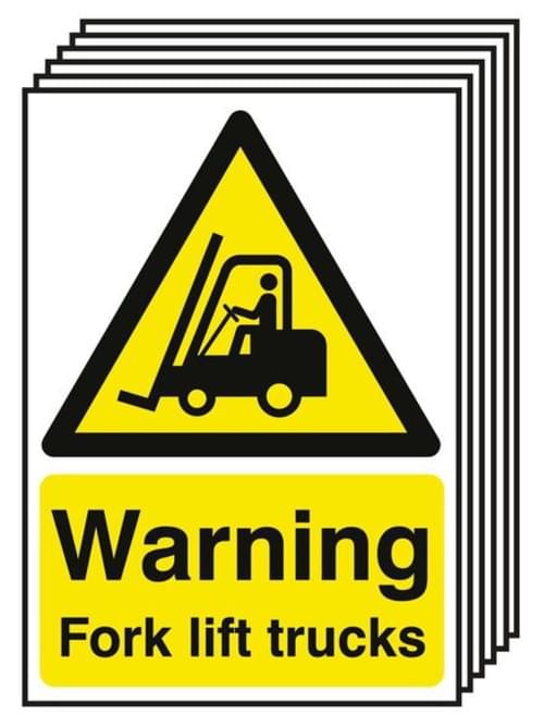 420x297mm Warning Forklift Trucks - Rigid Pk of 6