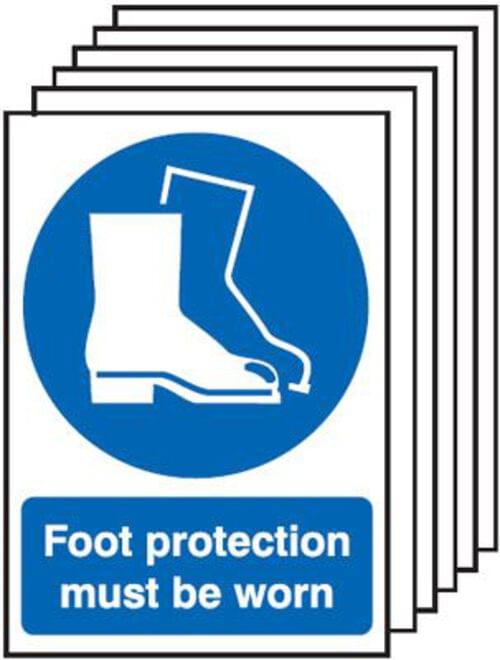 210x148mm Foot Protection Must Be Worn - Self Adhesive Pk of 6