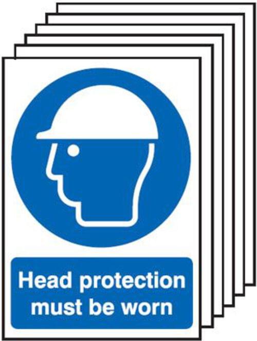 420x297mm Head Protection Must Be Worn - Rigid Pk of 6