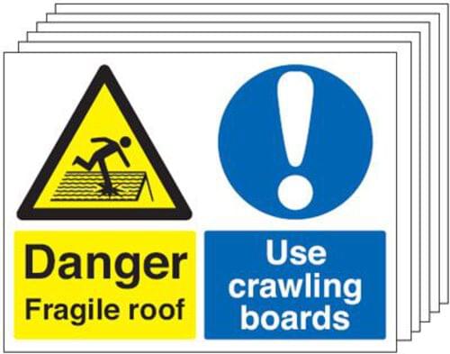 450x600mm Danger Fragile Roof Use Crawling Boards - Rigid Pk of 6